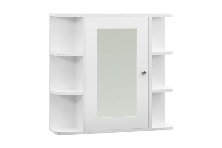 Kylpyhuoneen peilikaappi valkoinen 66x17x63 cm MDF - Valkoinen - Peilikaapit - Kylpyhuoneekaappi valaistuksella