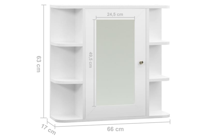 Kylpyhuoneen peilikaappi valkoinen 66x17x63 cm MDF - Valkoinen - Talo & remontointi - Keittiö & kylpyhuone - Kylpyhuone - Kylpyhuonekalusteet - Peilikaapit