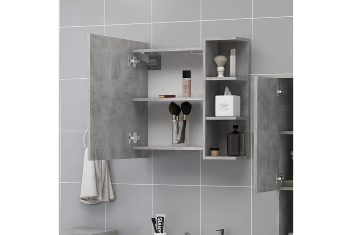 Kylpyhuoneen peilikaappi betoninharmaa 62,5x20,5x64cm - Harmaa - Peilikaapit - Kylpyhuoneekaappi valaistuksella