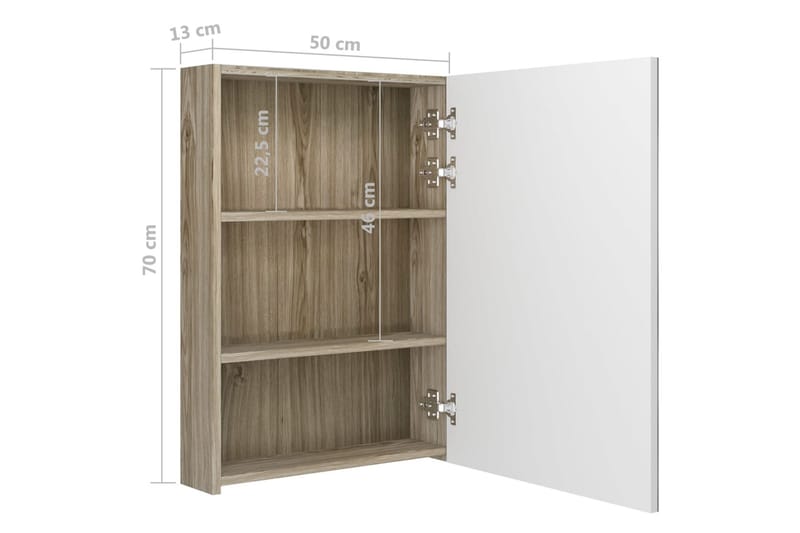 Kylpyhuoneen peilikaappi LED 50x13x70 cm - Valkoinen/Ruskea - Talo & remontointi - Keittiö & kylpyhuone - Kylpyhuone - Kylpyhuonekalusteet - Peilikaapit
