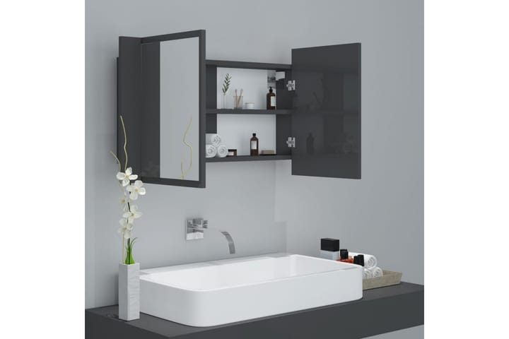 Kylpyhuoneen peilikaappi LED 80x12x45 cm - Korkeakiilto Harmaa - Peilikaapit - Kylpyhuoneekaappi valaistuksella