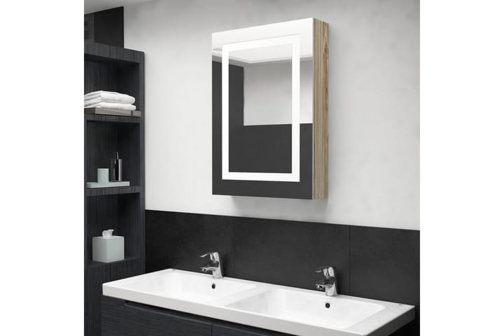 Kylpyhuoneen peilikaappi LED 50x13x70 cm - Ruskea - Peilikaapit - Kylpyhuoneekaappi valaistuksella