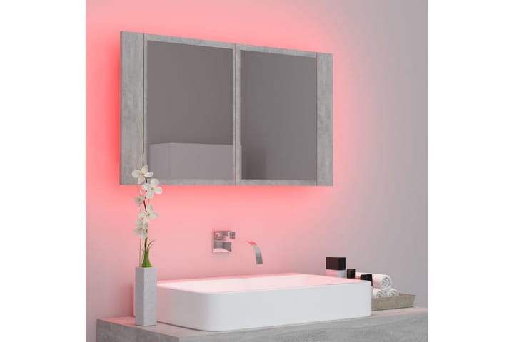 Kylpyhuoneen peilikaappi LED 80x12x45 cm - Betoninharmaa - Peilikaapit - Kylpyhuoneekaappi valaistuksella