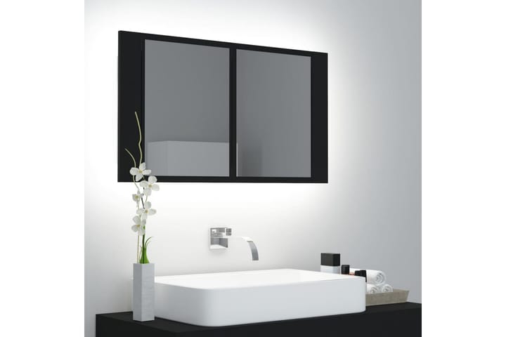 Kylpyhuoneen peilikaappi LED 80x12x45 cm - Musta - Peilikaapit - Kylpyhuoneekaappi valaistuksella