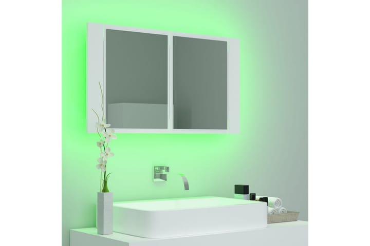 Kylpyhuoneen peilikaappi LED 80x12x45 cm - Valkoinen - Peilikaapit - Kylpyhuoneekaappi valaistuksella