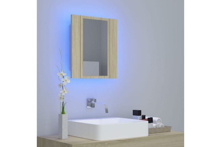 Kylpyhuoneen peilikaappi LED 40x12x45 cm - Ruskea - Peilikaapit - Kylpyhuoneekaappi valaistuksella