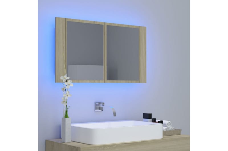 Kylpyhuoneen peilikaappi LED 80x12x45 cm - Ruskea - Talo & remontointi - Keittiö & kylpyhuone - Kylpyhuone - Kylpyhuonekalusteet - Peilikaapit