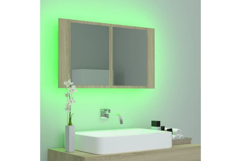 Kylpyhuoneen peilikaappi LED 80x12x45 cm - Ruskea - Talo & remontointi - Keittiö & kylpyhuone - Kylpyhuone - Kylpyhuonekalusteet - Peilikaapit