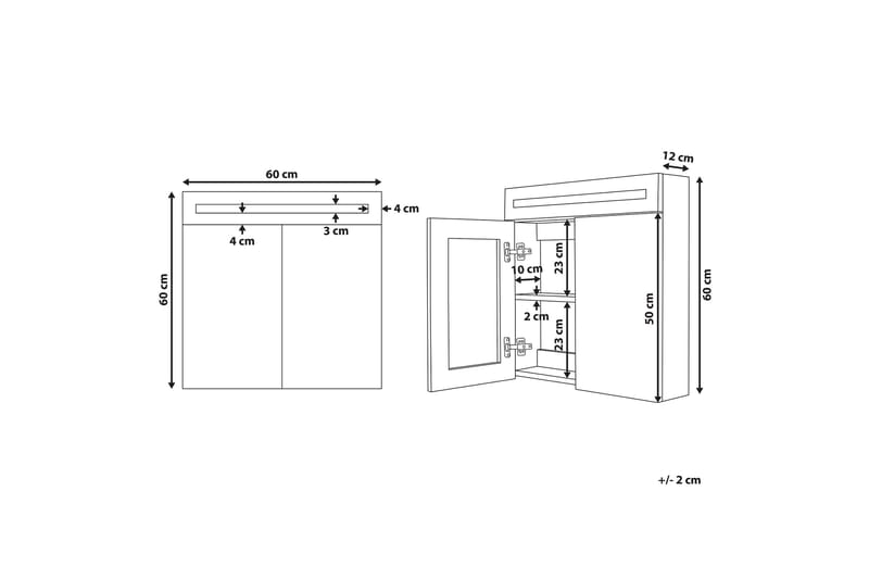 Kylpyhuonekaappi Bucalemo 60 cm Peili LED-valaistuksella - Valkoinen - Talo & remontointi - Keittiö & kylpyhuone - Kylpyhuone - Kylpyhuonekalusteet - Peilikaapit