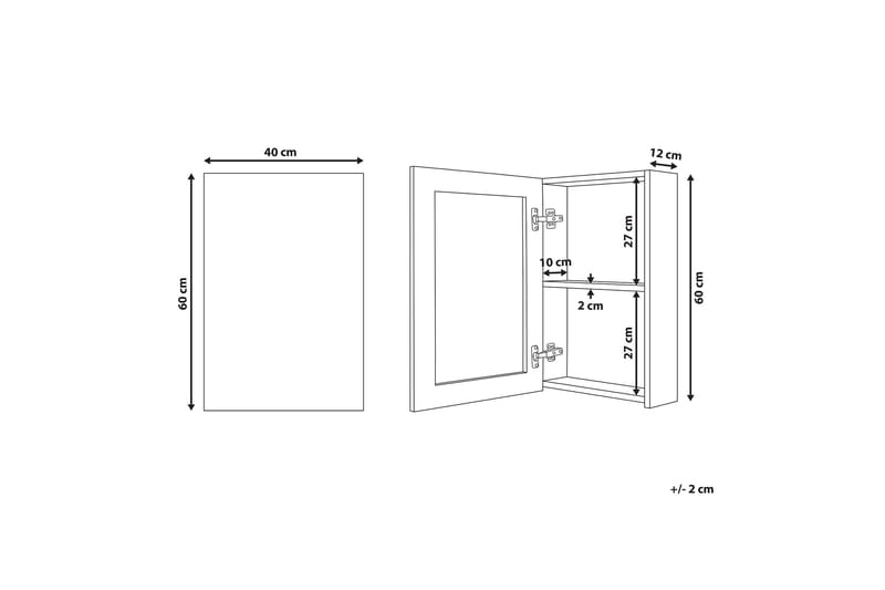 Kylpyhuonekaappi Lavapies 40 cm peilillä - Valkoinen - Talo & remontointi - Keittiö & kylpyhuone - Kylpyhuone - Kylpyhuonekalusteet - Peilikaapit