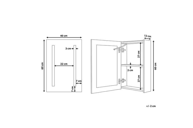 Kylpyhuonekaappi Serenada 40 cm Peili LED-valaistuksella - Valkoinen - Talo & remontointi - Keittiö & kylpyhuone - Kylpyhuone - Kylpyhuonekalusteet - Peilikaapit