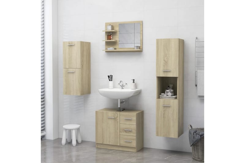 Kylpyhuonepeili Sonoma-tammi 60x10,5x45cm lastulevy - Ruskea - Talo & remontointi - Keittiö & kylpyhuone - Kylpyhuone - Kylpyhuonekalusteet - Peilikaapit