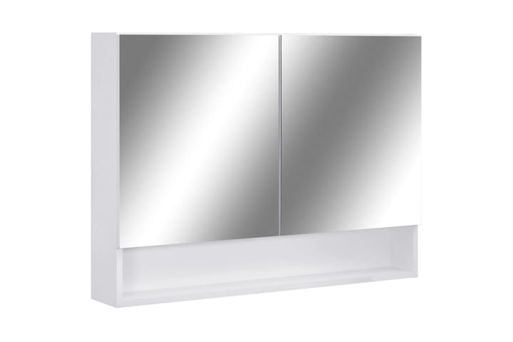 LED kylpyhuoneen peilikaappi valkoinen 80x15x60 cm MDF - Valkoinen - Peilikaapit - Kylpyhuoneekaappi valaistuksella