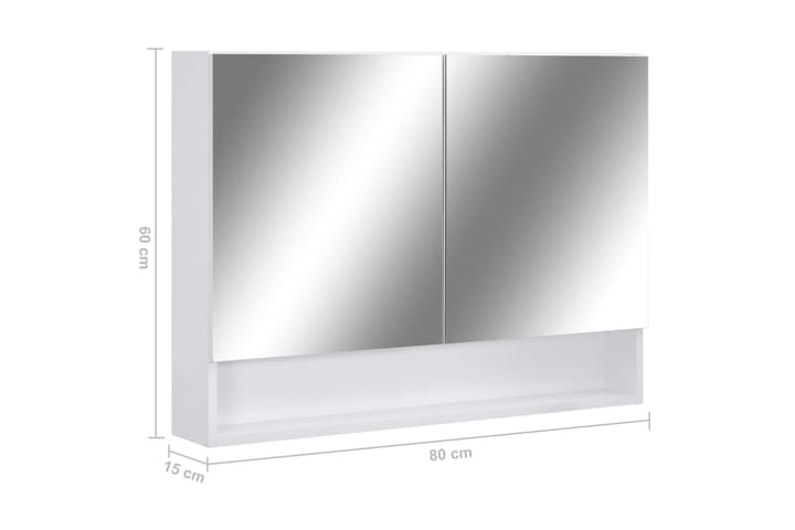 LED kylpyhuoneen peilikaappi valkoinen 80x15x60 cm MDF - Valkoinen - Peilikaapit - Kylpyhuoneekaappi valaistuksella