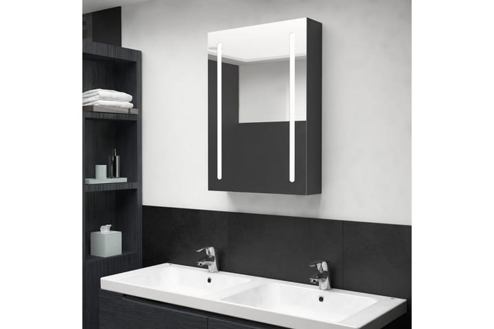 LED kylpyhuoneen peilikaappi kiiltävä musta 50x13x70 cm - Peilikaapit - Kylpyhuoneekaappi valaistuksella
