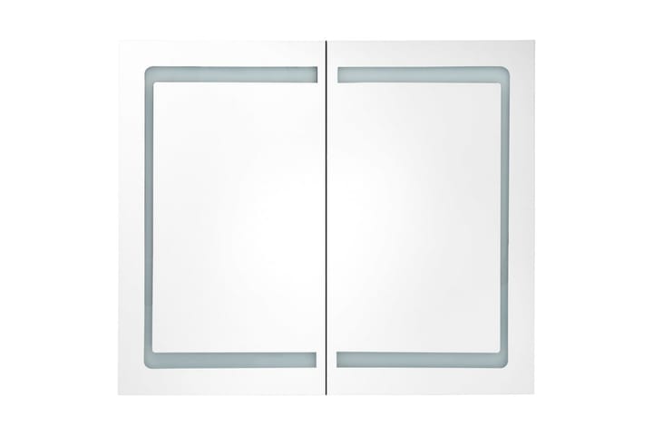 LED kylpyhuoneen peilikaappi valkoinen ja tammi 80x12x68 cm - Peilikaapit - Kylpyhuoneekaappi valaistuksella