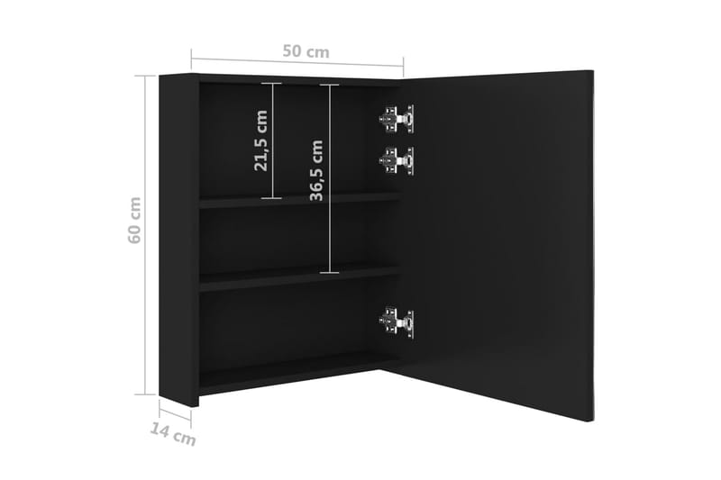 LED kylpyhuoneen peilikaappi musta 50x14x60 cm - Musta - Talo & remontointi - Keittiö & kylpyhuone - Kylpyhuone - Kylpyhuonekalusteet - Peilikaapit
