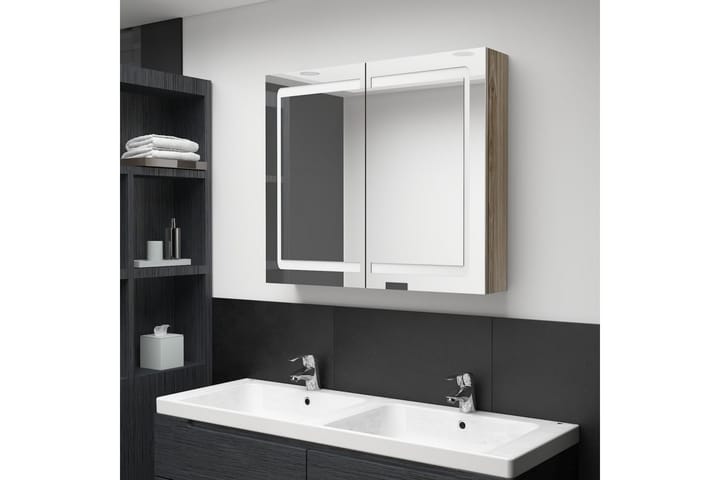 LED kylpyhuoneen peilikaappi tammi 80x12x68 cm - Peilikaapit - Kylpyhuoneekaappi valaistuksella