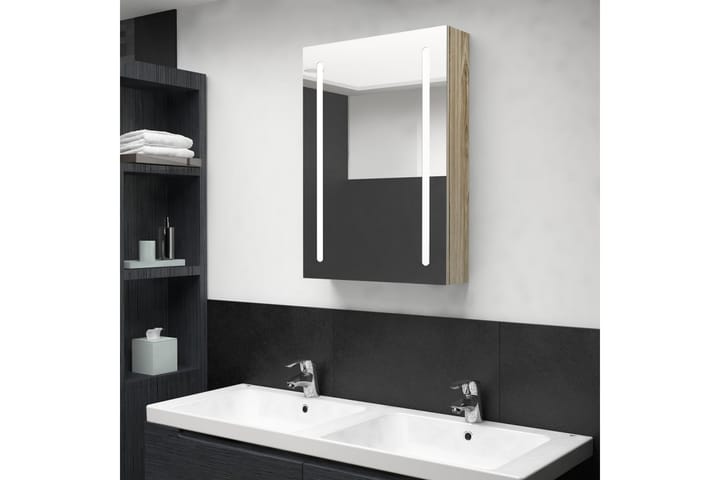 LED kylpyhuoneen peilikaappi tammi 50x13x70 cm - Peilikaapit - Kylpyhuoneekaappi valaistuksella