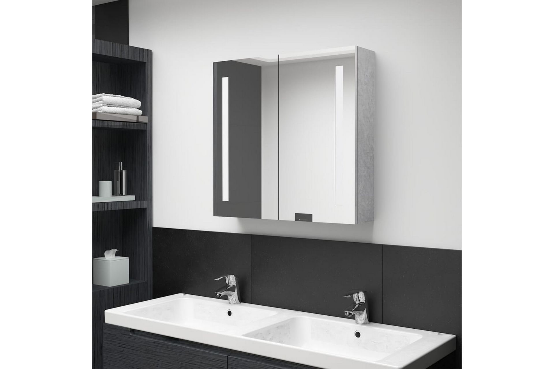 LED kylpyhuoneen peilikaappi betoninharmaa 62x14x60 cm - Talo & remontointi - Keittiö & kylpyhuone - Kylpyhuone - Kylpyhuonekalusteet - Peilikaapit