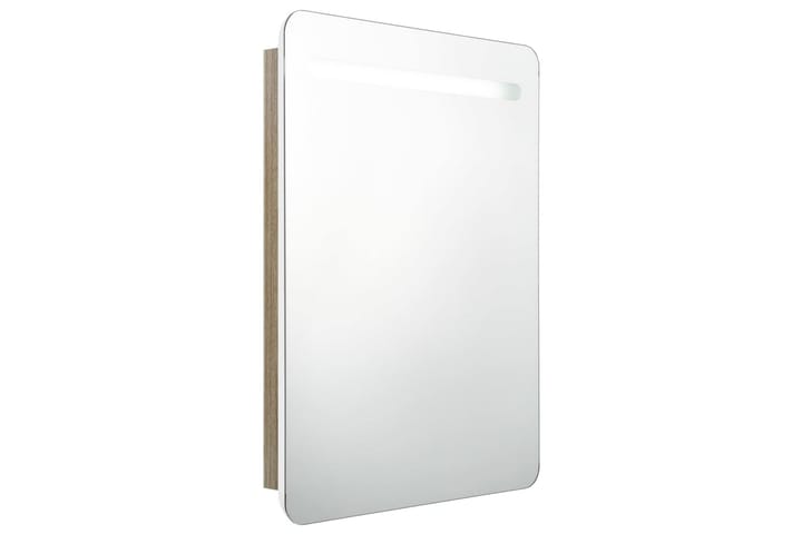 LED kylpyhuoneen peilikaappi valkoinen ja tammi 60x11x80 cm - Peilikaapit - Kylpyhuoneekaappi valaistuksella