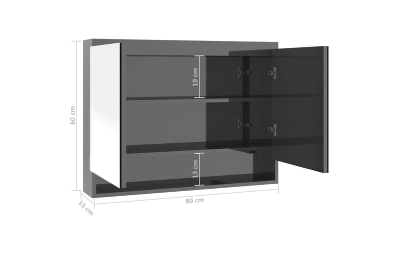 LED kylpyhuoneen peilikaappi 80x15x60 cm MDF harmaa - Harmaa - Talo & remontointi - Keittiö & kylpyhuone - Kylpyhuone - Kylpyhuonekalusteet - Peilikaapit