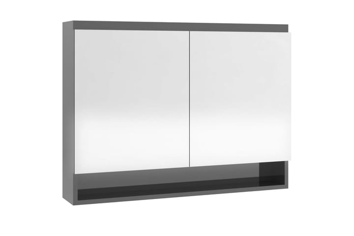 LED kylpyhuoneen peilikaappi 80x15x60 cm MDF kiiltävä harmaa - Harmaa - Peilikaapit - Kylpyhuoneekaappi valaistuksella