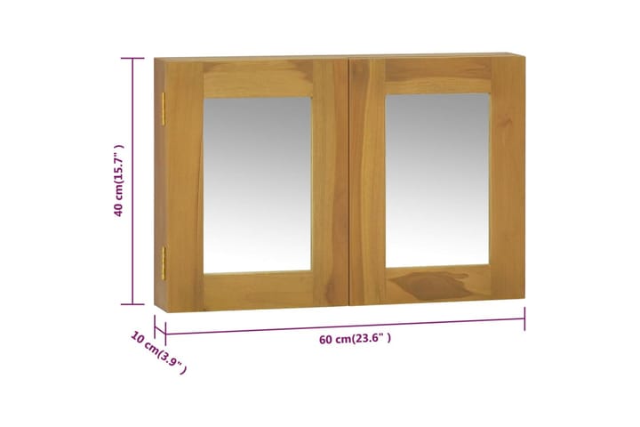 Peilikaappi 60x10x40 cm täysi tiikki - Ruskea - Peilikaapit - Kylpyhuoneekaappi valaistuksella
