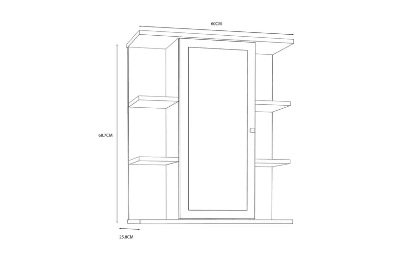 Seinäkaappi Samkov 26x60 cm - Valkoinen - Talo & remontointi - Keittiö & kylpyhuone - Kylpyhuone - Kylpyhuonekalusteet - Peilikaapit