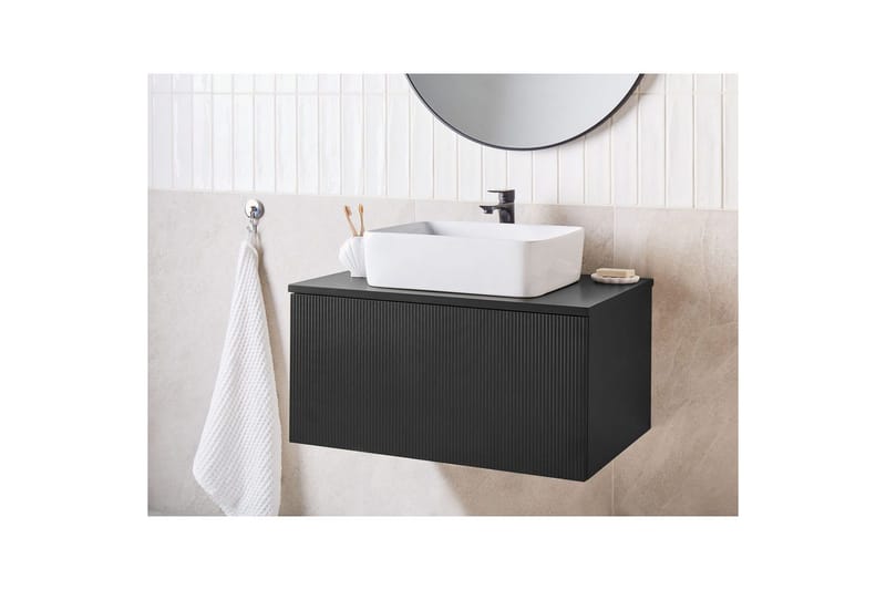 Pesuallaskaappi Alzira Musta, 80x52x40 cm - Musta, 80x52x40 cm - Talo & remontointi - Keittiö & kylpyhuone - Kylpyhuone - Kylpyhuonekalusteet - Seinäkaappi & korkea kaappi