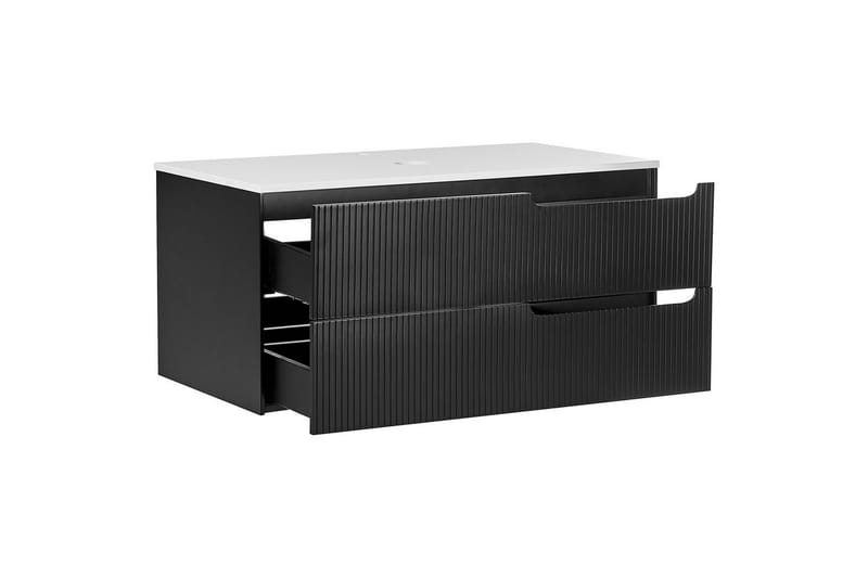 Pesuallaskaappi Quintela Musta, Valkoinen, 100x52x48 cm - Musta, Valkoinen, 100x52x48 cm - Talo & remontointi - Keittiö & kylpyhuone - Kylpyhuone - Kylpyhuonekalusteet - Seinäkaappi & korkea kaappi
