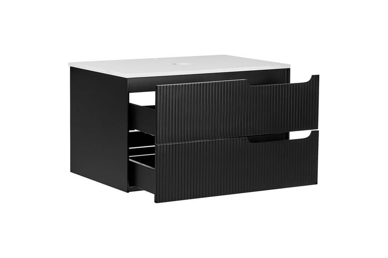 Pesuallaskaappi Quintela Musta, Valkoinen, 80x52x48 cm - Musta, Valkoinen, 80x52x48 cm - Talo & remontointi - Keittiö & kylpyhuone - Kylpyhuone - Kylpyhuonekalusteet - Seinäkaappi & korkea kaappi