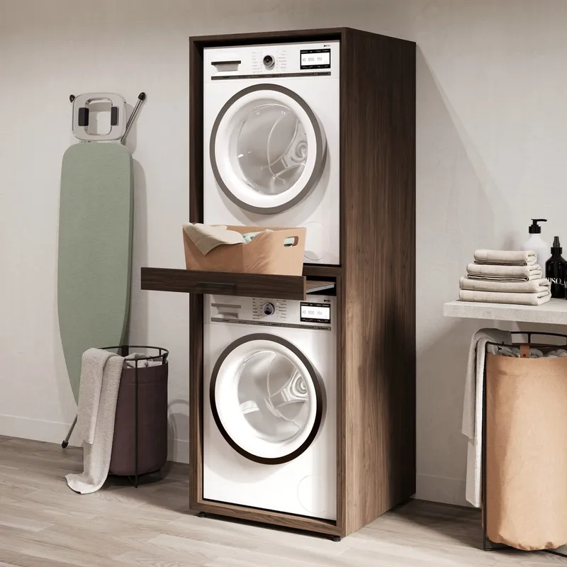 Pesukoneen/Kuivausrummun Kaappi Aza 1 hylly - Pähkinäpuu Villa - Talo & remontointi - Keittiö & kylpyhuone - Kylpyhuone - Kylpyhuonekalusteet - Kylpyhuoneen säilytys