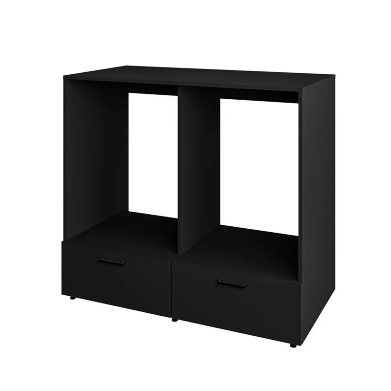 Pesukoneen/Kuivausrummun Kaappi Rosa 2 laatikon kanssa, Musta onyksi