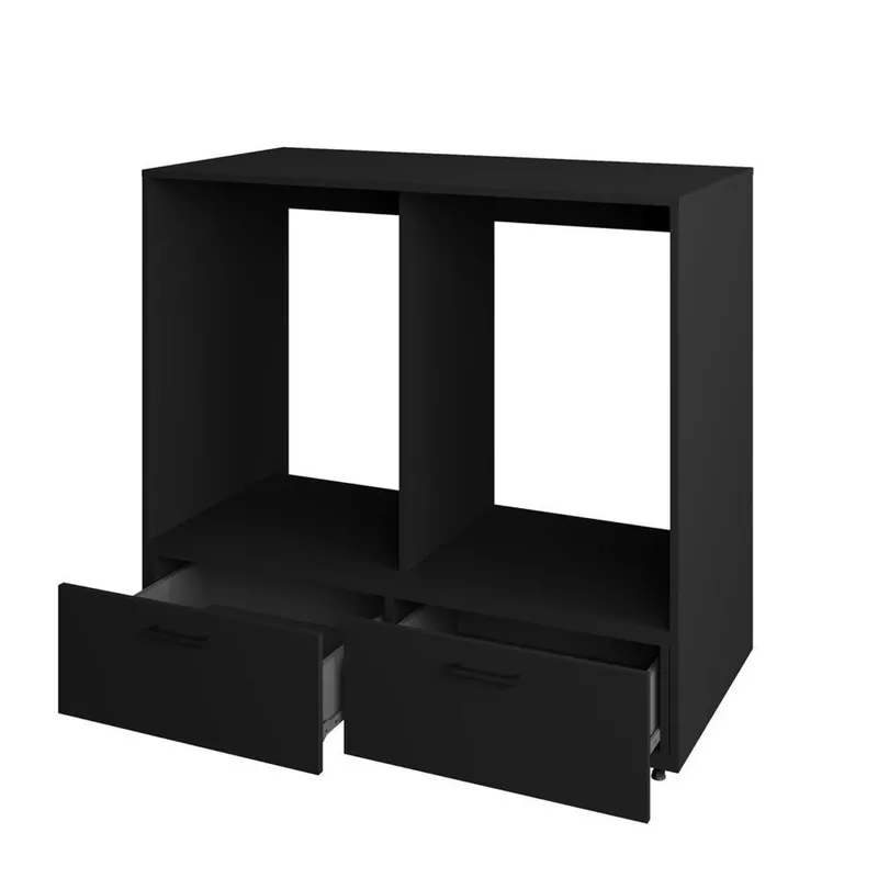 Pesukoneen/Kuivausrummun Kaappi Rosa 2 laatikon kanssa - Musta onyksi - Talo & remontointi - Keittiö & kylpyhuone - Kylpyhuone - Kylpyhuonekalusteet - Kylpyhuoneen säilytys