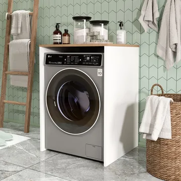 Pesukonekaappi Hanah Home Nord (65,8 x 91,8 x 60 cm) Valkotammi - Valkoinen ja tammi - Talo & remontointi - Keittiö & kylpyhuone - Kylpyhuone - Kylpyhuonekalusteet - Kylpyhuoneen säilytys