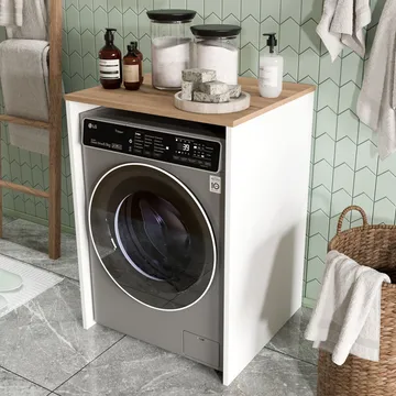 Pesukonekaappi Hanah Home Nord (65,8 x 91,8 x 60 cm) Valkotammi - Valkoinen ja tammi - Talo & remontointi - Keittiö & kylpyhuone - Kylpyhuone - Kylpyhuonekalusteet - Kylpyhuoneen säilytys