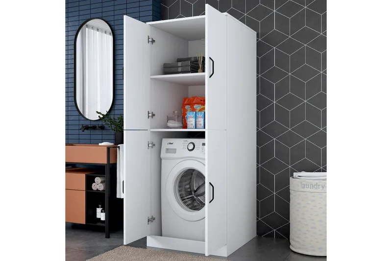 Pesukonekaappi Ostwerwaltia Valkoinen - Valkoinen - Talo & remontointi - Keittiö & kylpyhuone - Kylpyhuone - Kylpyhuonekalusteet - Seinäkaappi & korkea kaappi