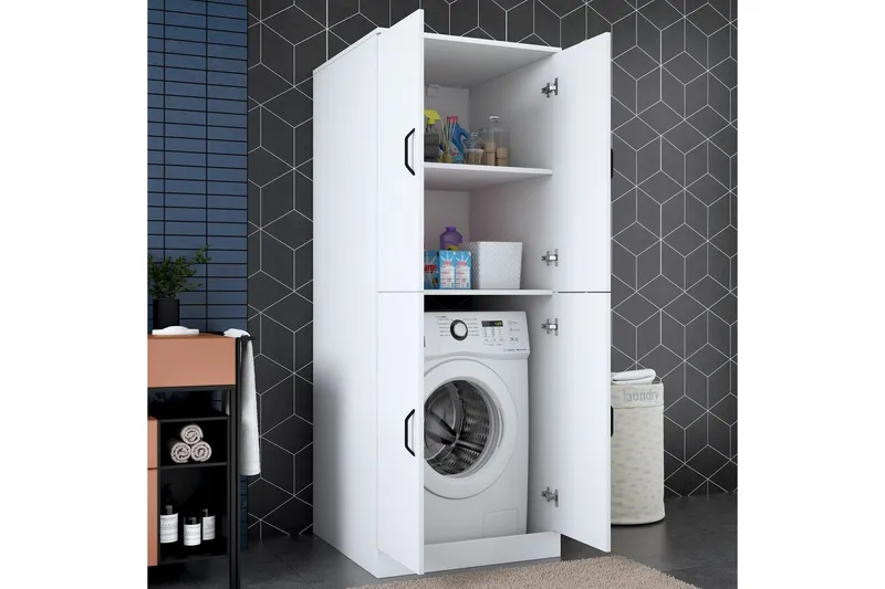 Pesukonekaappi Ostwerwaltia Valkoinen - Valkoinen - Talo & remontointi - Keittiö & kylpyhuone - Kylpyhuone - Kylpyhuonekalusteet - Seinäkaappi & korkea kaappi