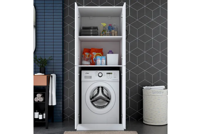 Pesukonekaappi Ostwerwaltia Valkoinen - Valkoinen - Talo & remontointi - Keittiö & kylpyhuone - Kylpyhuone - Kylpyhuonekalusteet - Seinäkaappi & korkea kaappi