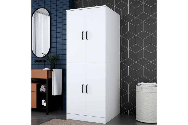 Pesukonekaappi Ostwerwaltia Valkoinen - Valkoinen - Talo & remontointi - Keittiö & kylpyhuone - Kylpyhuone - Kylpyhuonekalusteet - Seinäkaappi & korkea kaappi