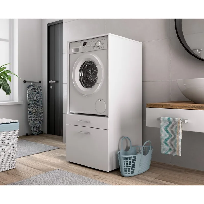 Pesukone/kuivauskaappi Aza 1 laatikko 1 hylly - Valkoinen - Talo & remontointi - Keittiö & kylpyhuone - Kylpyhuone - Kylpyhuonekalusteet - Kylpyhuoneen säilytys