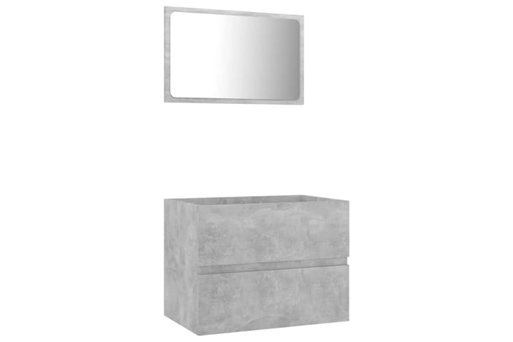 2-osainen kylpyhuoneen kalustesarja betoninharmaa lastulevy - Harmaa - Kylpyhuoneekaappi valaistuksella - Seinäkaappi & korkea kaappi - Pyykkikaappi - Kylpyhuonekaapit