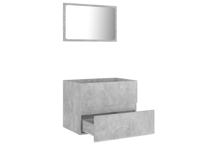 2-osainen kylpyhuoneen kalustesarja betoninharmaa lastulevy - Harmaa - Kylpyhuoneekaappi valaistuksella - Seinäkaappi & korkea kaappi - Pyykkikaappi - Kylpyhuonekaapit