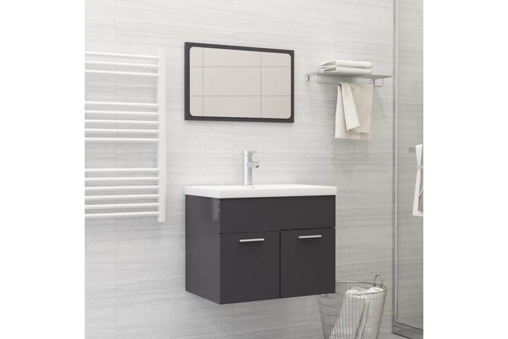 2-osainen kylpyhuonekalustesarja korkeakiilto lastulevy - Kylpyhuoneekaappi valaistuksella - Kylpyhuonekaapit - Pyykkikaappi - Seinäkaappi & korkea kaappi