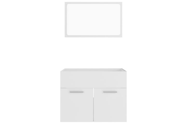 Kaksiosainen kylpyhuoneen kalustesarja valkoinen lastulevy - Kylpyhuoneekaappi valaistuksella - Seinäkaappi & korkea kaappi - Pyykkikaappi - Kylpyhuonekaapit
