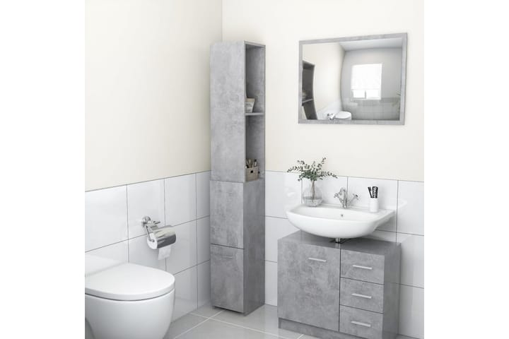 Kylpyhuonekaappi betoninharmaa 25x25x170 cm lastulevy - Kylpyhuoneekaappi valaistuksella - Kylpyhuonekaapit - Pyykkikaappi - Seinäkaappi & korkea kaappi