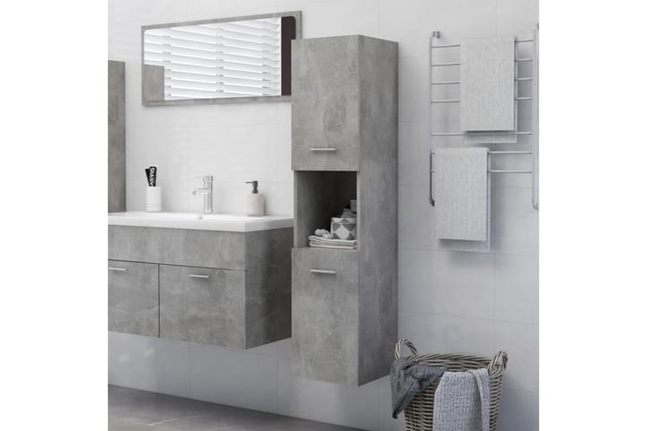 Kylpyhuonekaappi betoninharmaa 30x30x130 cm lastulevy - Kylpyhuoneekaappi valaistuksella - Seinäkaappi & korkea kaappi - Pyykkikaappi - Kylpyhuonekaapit