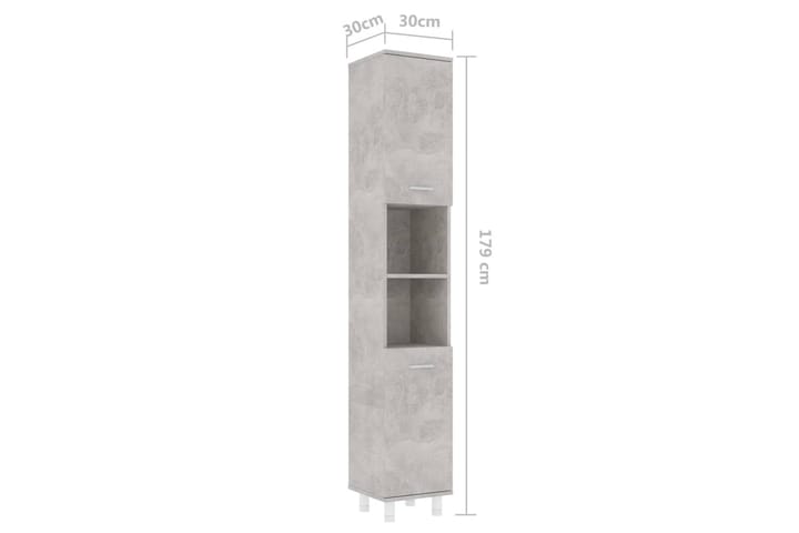 Kylpyhuonekaappi betoninharmaa 30x30x179 cm lastulevy - Harmaa - Kylpyhuoneekaappi valaistuksella - Seinäkaappi & korkea kaappi - Kylpyhuonekaapit
