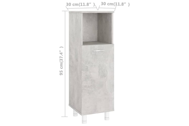 Kylpyhuonekaappi betoninharmaa 30x30x95 cm lastulevy - Harmaa - Kylpyhuoneekaappi valaistuksella - Seinäkaappi & korkea kaappi - Kylpyhuonekaapit